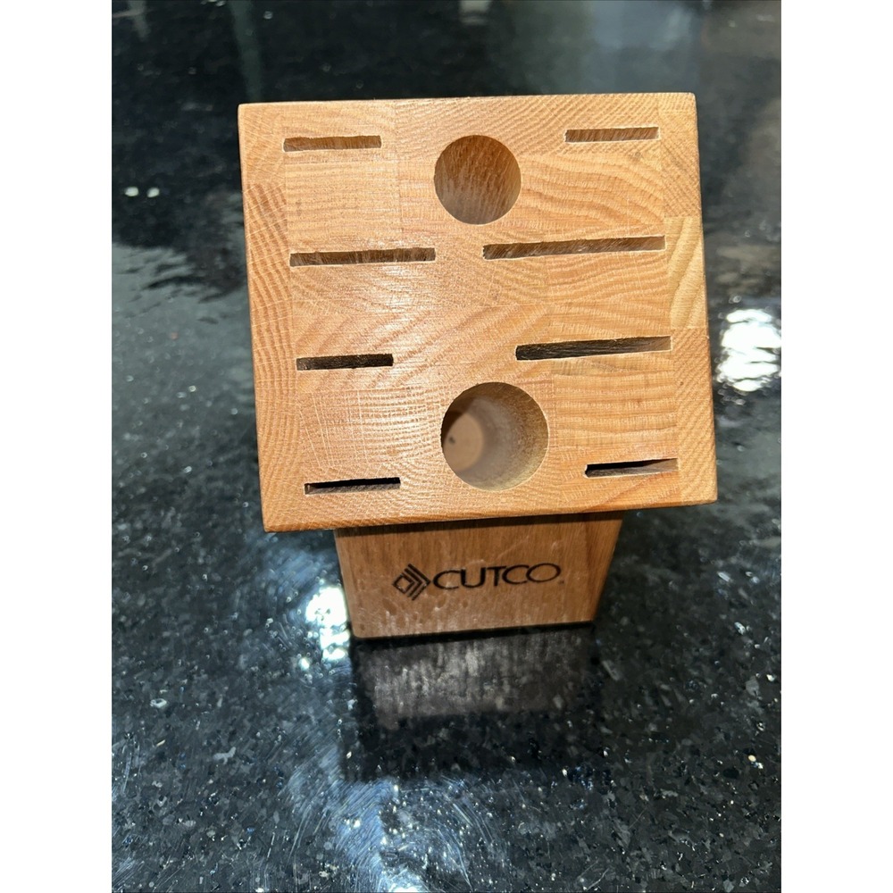 Cutco 10 Slot Knife Block 8 Slots For Knives 2 Holes Oak USA Made Wood Natural